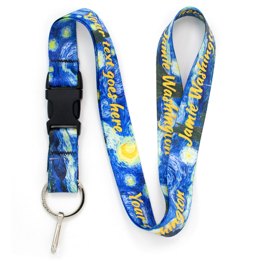 Buttonsmith Van Gogh Starry Night Custom Lanyard - Made in USA - Buttonsmith Inc.