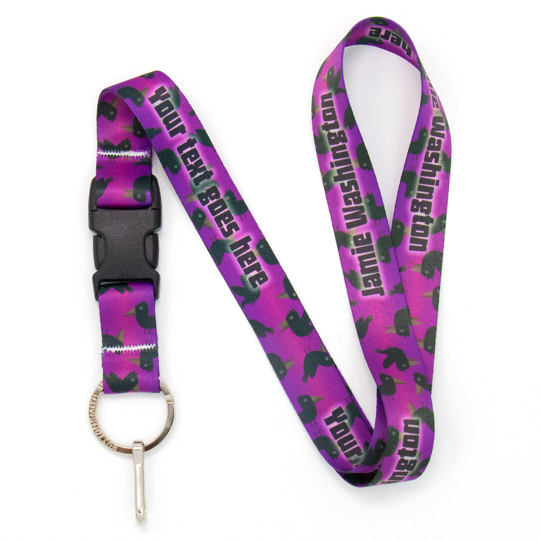 Buttonsmith Purple Crows Halloween Custom Lanyard - Made in USA - Buttonsmith Inc.