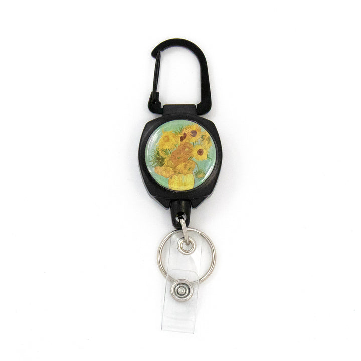 Buttonsmith® Van Gogh Sunflowers Heavy Duty Sidekick Badge Reel - Made in USA - Buttonsmith Inc.