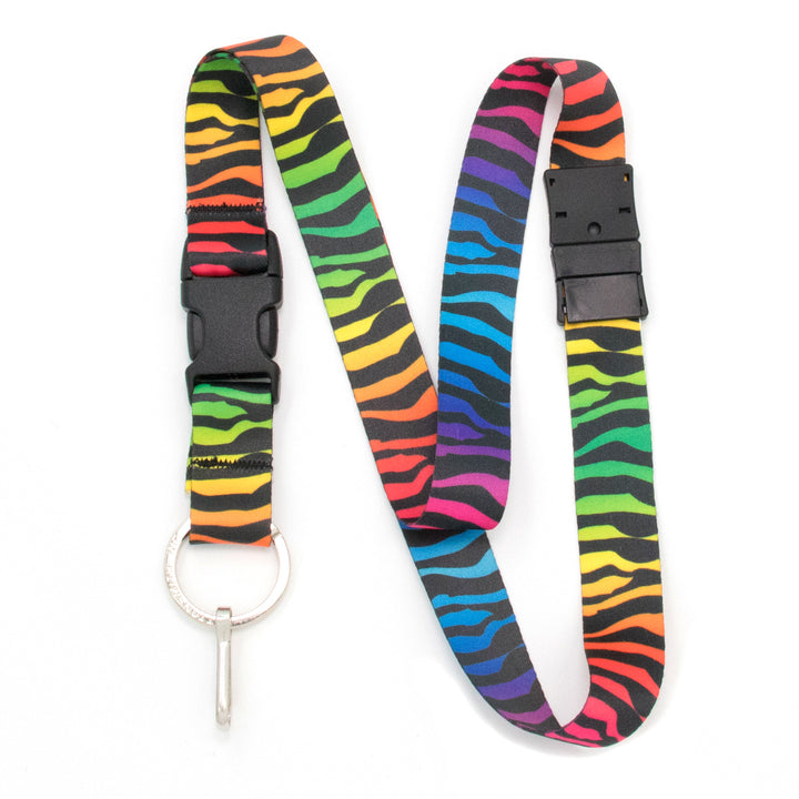 Buttonsmith Rainbow Zebra Breakaway Lanyard - Made in USA - Buttonsmith Inc.