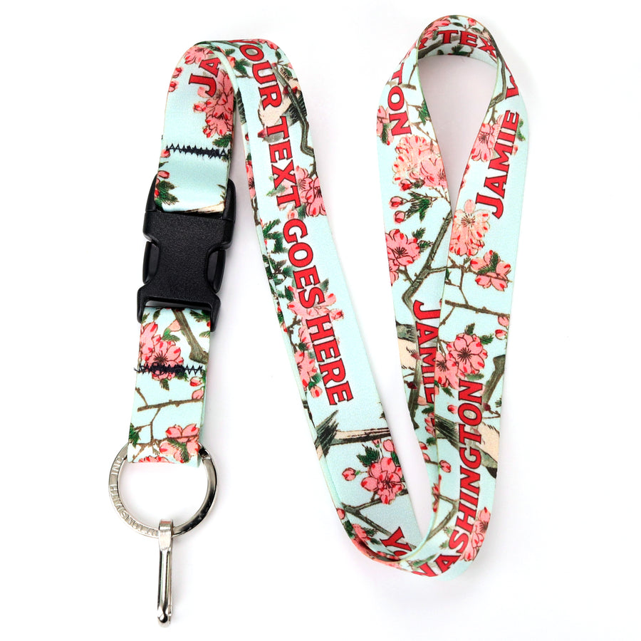 Buttonsmith Hiroshige Cherry Blossoms Custom Lanyard - Made in USA - Buttonsmith Inc.