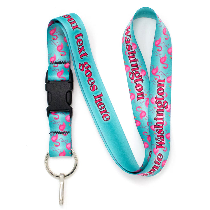 Buttonsmith Flamingos Custom Lanyard - Made in USA - Buttonsmith Inc.