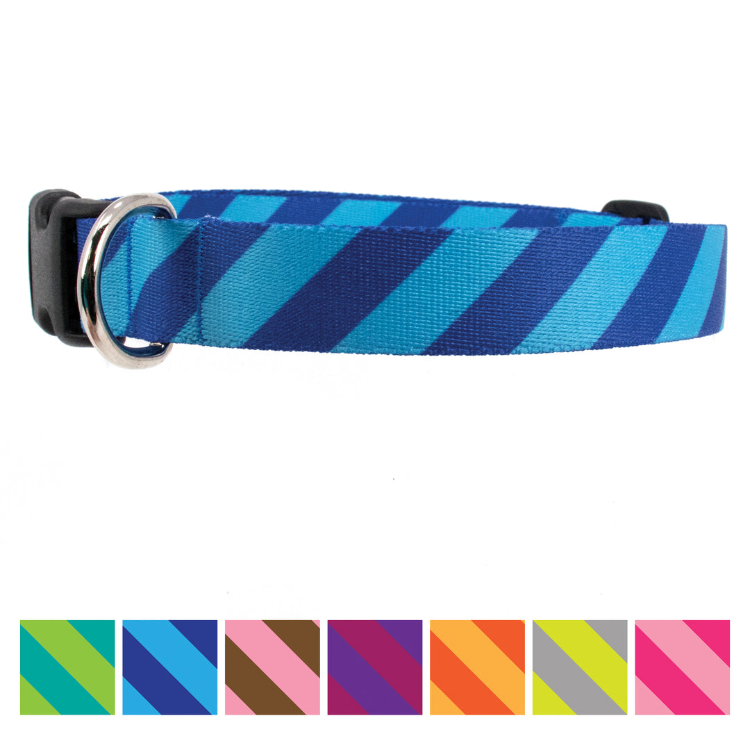 Buttonsmith Blue Stripes Dog Collar - Made in USA - Buttonsmith Inc.