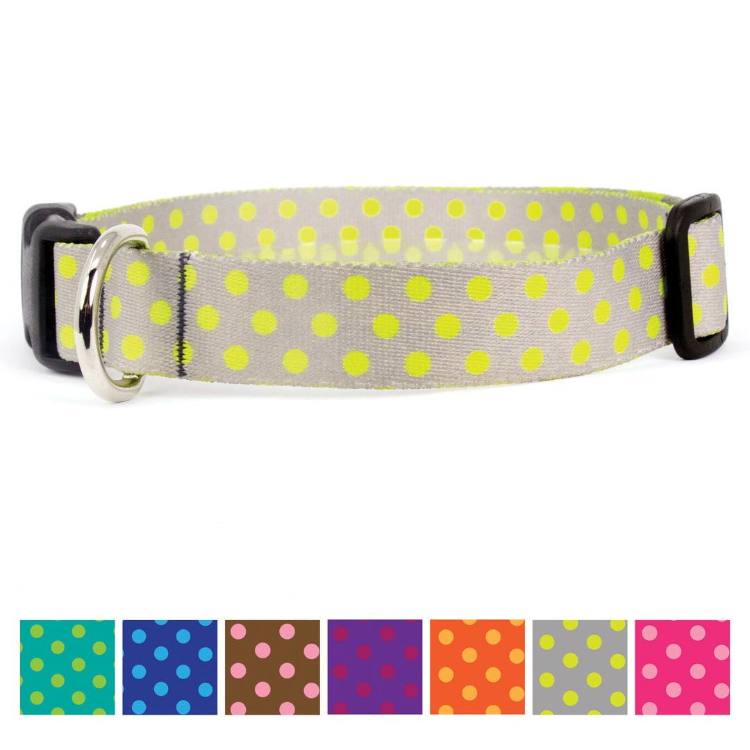 Buttonsmith Pewter Lime Dots Dog Collar - Made in USA - Buttonsmith Inc.