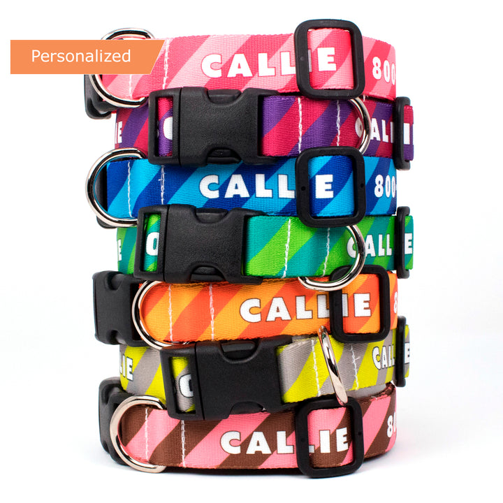 Custom Personalized Dog Collars - Stripes Designs - Made in USA - Buttonsmith Inc.