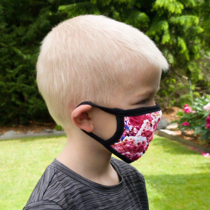 Buttonsmith Cherry Blossoms Adult Adjustable Face Mask with Filter Pocket - Made in the USA - Buttonsmith Inc.