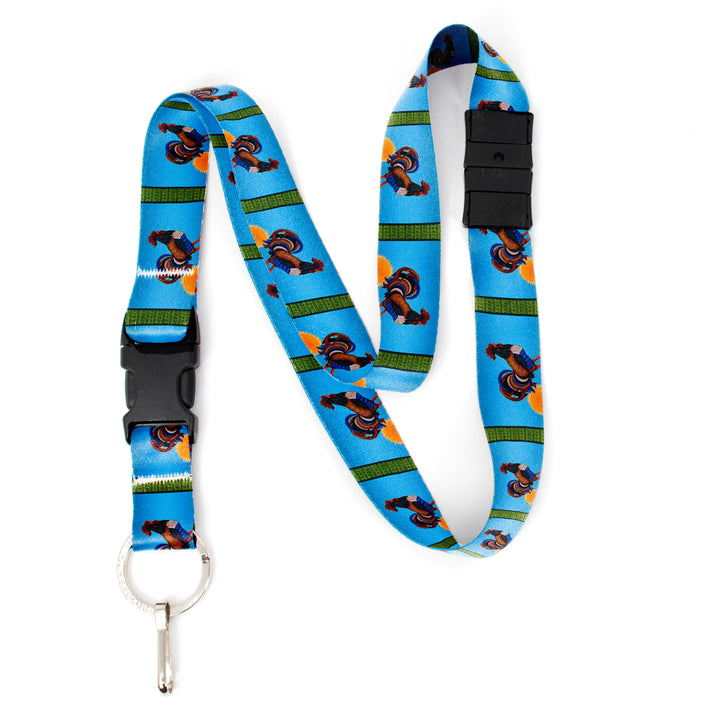 Buttonsmith Rooster Breakaway Lanyard - with Buckle and Flat Ring - Based on Rebecca McGovern Art - Officially Licensed - Made in the USA - Buttonsmith Inc.