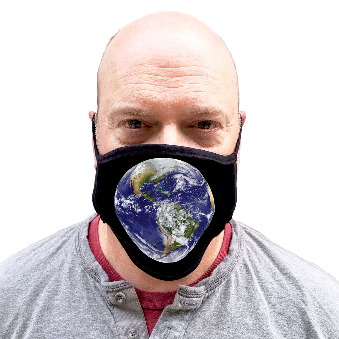 Buttonsmith Earth Adult XL Adjustable Face Mask with Filter Pocket - Made in the USA - Buttonsmith Inc.