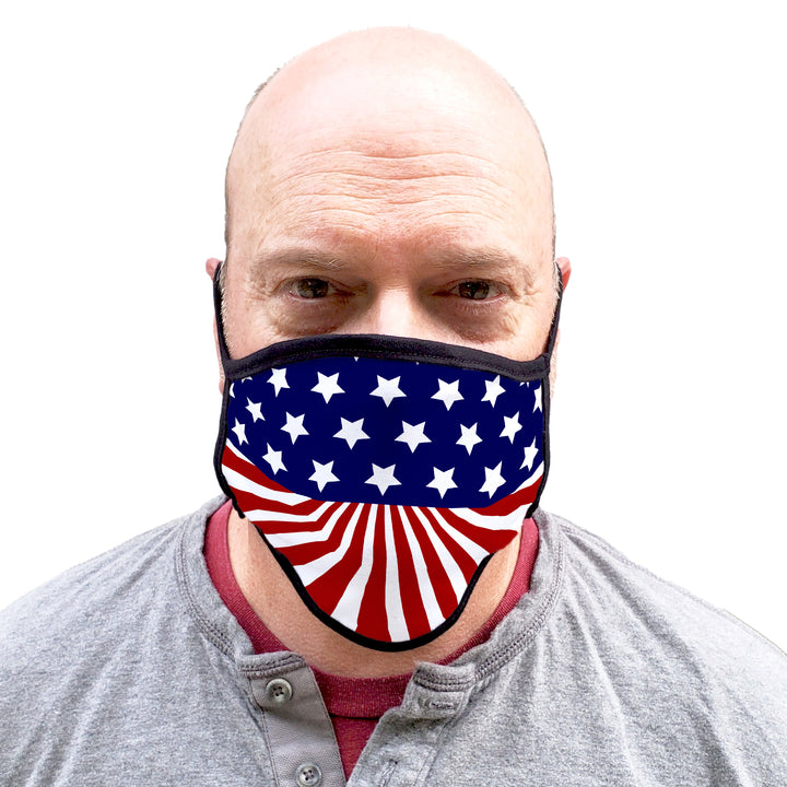 Buttonsmith US Flag Adult XL Adjustable Face Mask with Filter Pocket - Made in the USA - Buttonsmith Inc.