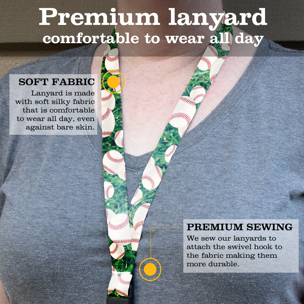 Buttonsmith Baseball Premium Lanyard - with Buckle and Flat Ring - Made in the USA - Buttonsmith Inc.