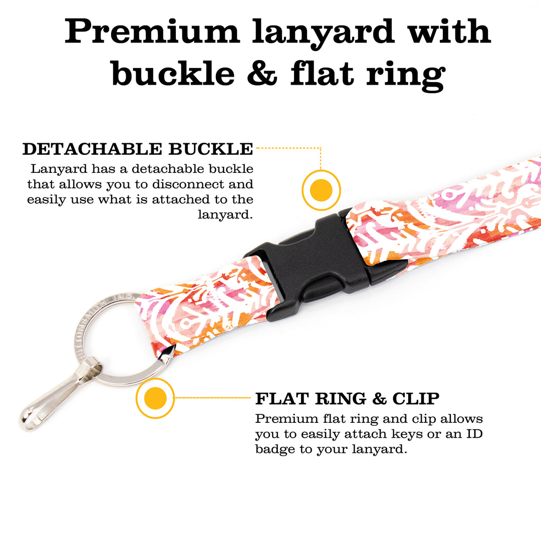 Buttonsmith Ikat Pattern Premium Lanyard - with Buckle and Flat Ring - Made in the USA - Buttonsmith Inc.