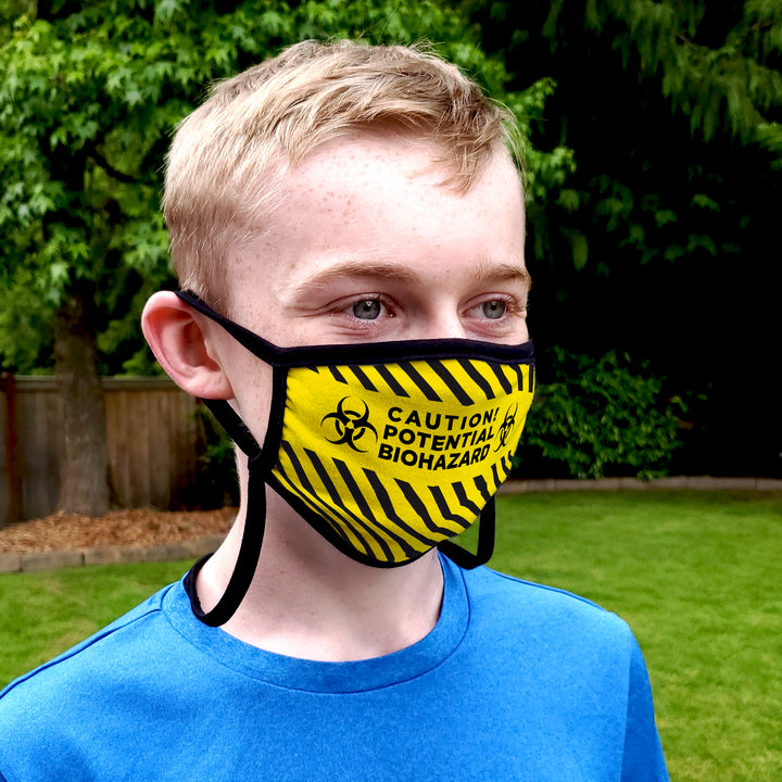 Buttonsmith Caution Tape Child Face Mask with Filter Pocket - Made in the USA - Buttonsmith Inc.