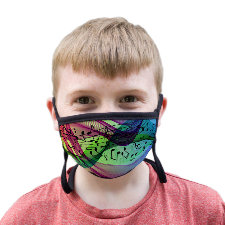 Buttonsmith Music Abstract Youth Adjustable Face Mask with Filter Pocket - Made in the USA - Buttonsmith Inc.