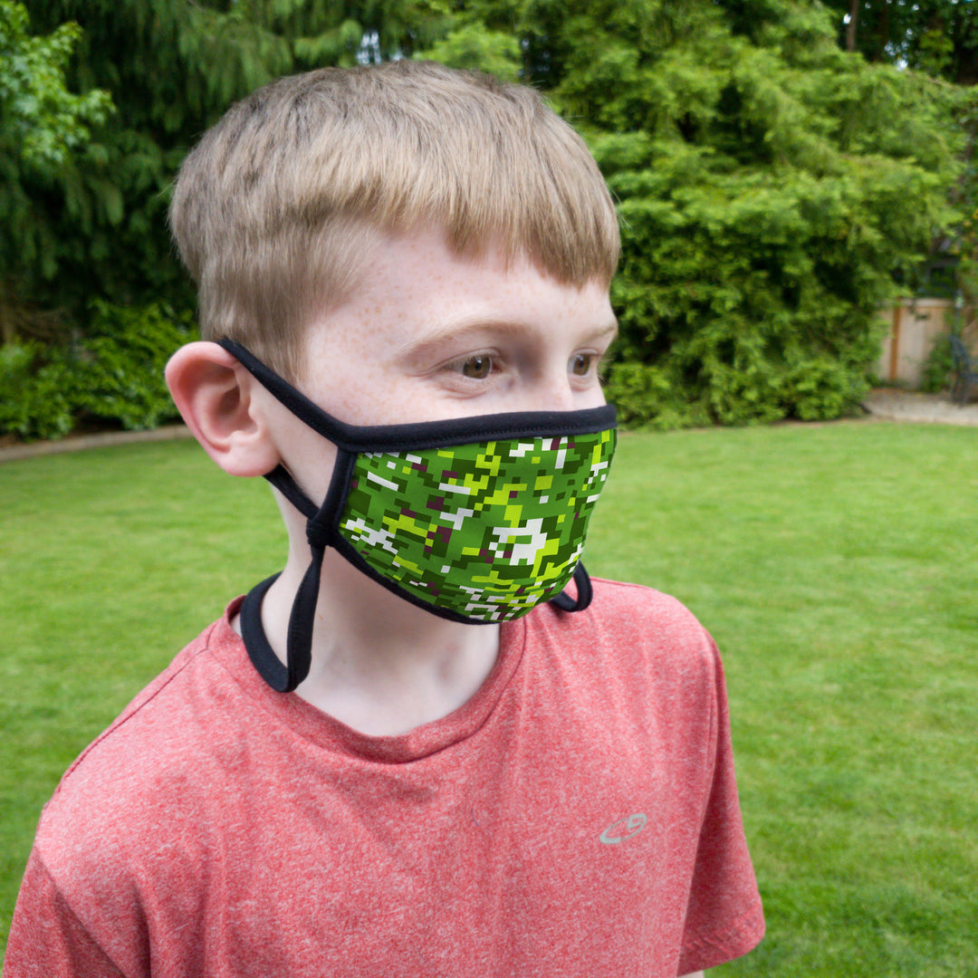 Buttonsmith PixelLand Camo Adult Adjustable Face Mask with Filter Pocket - Made in the USA - Buttonsmith Inc.