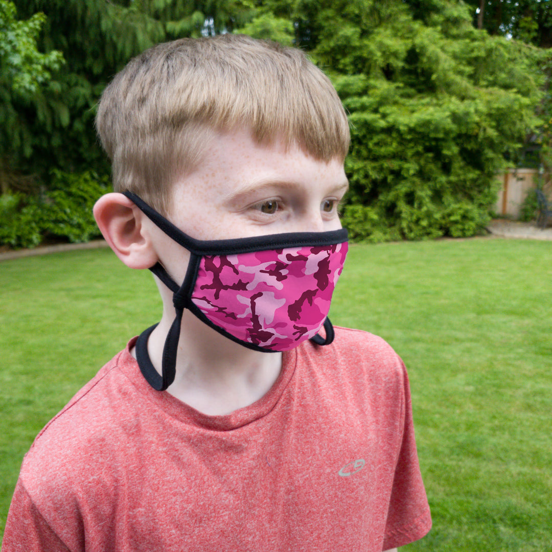 Buttonsmith Pink Camo Adult Adjustable Face Mask with Filter Pocket - Made in the USA - Buttonsmith Inc.