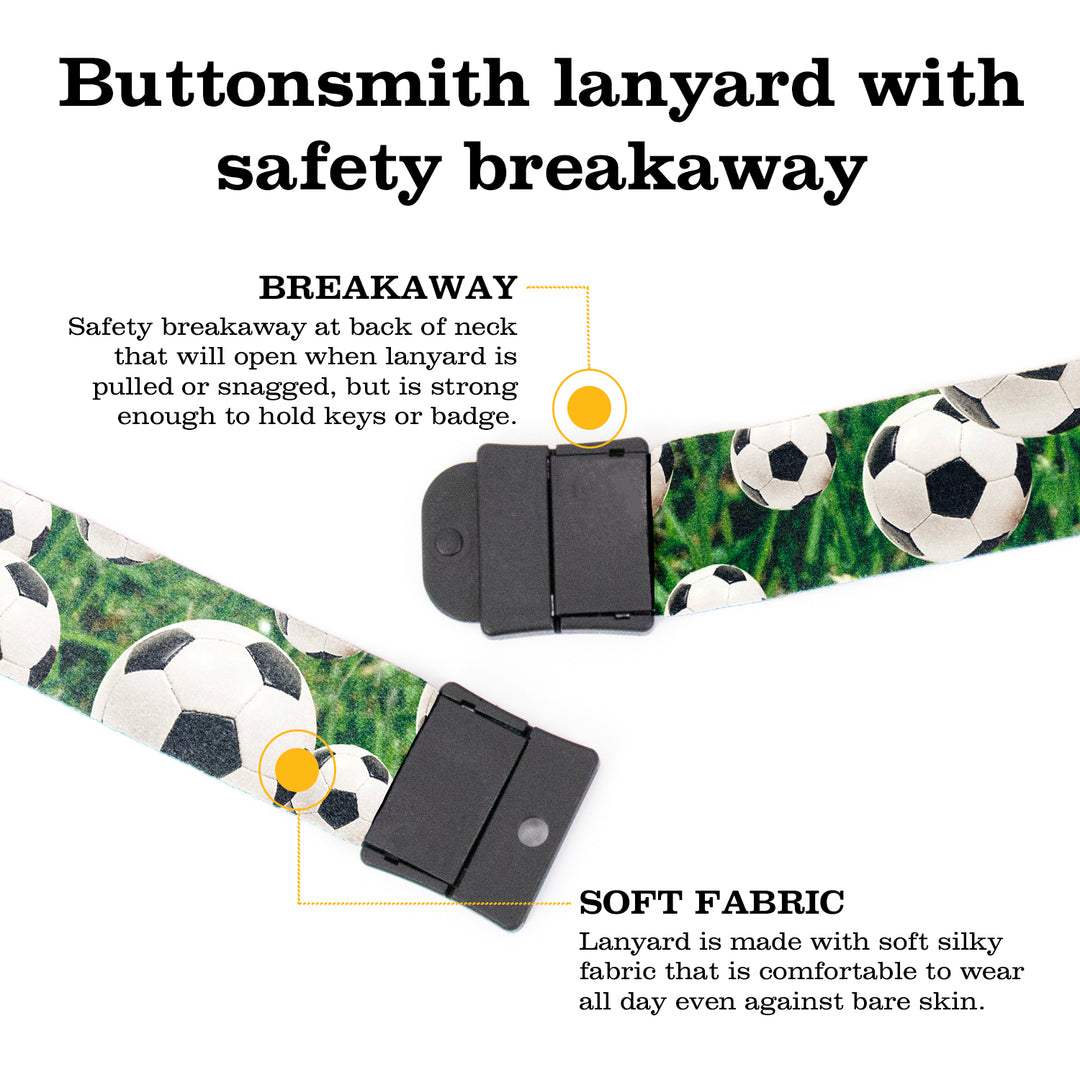 Buttonsmith Soccer Breakaway Lanyard - with Buckle and Flat Ring - Made in the USA - Buttonsmith Inc.