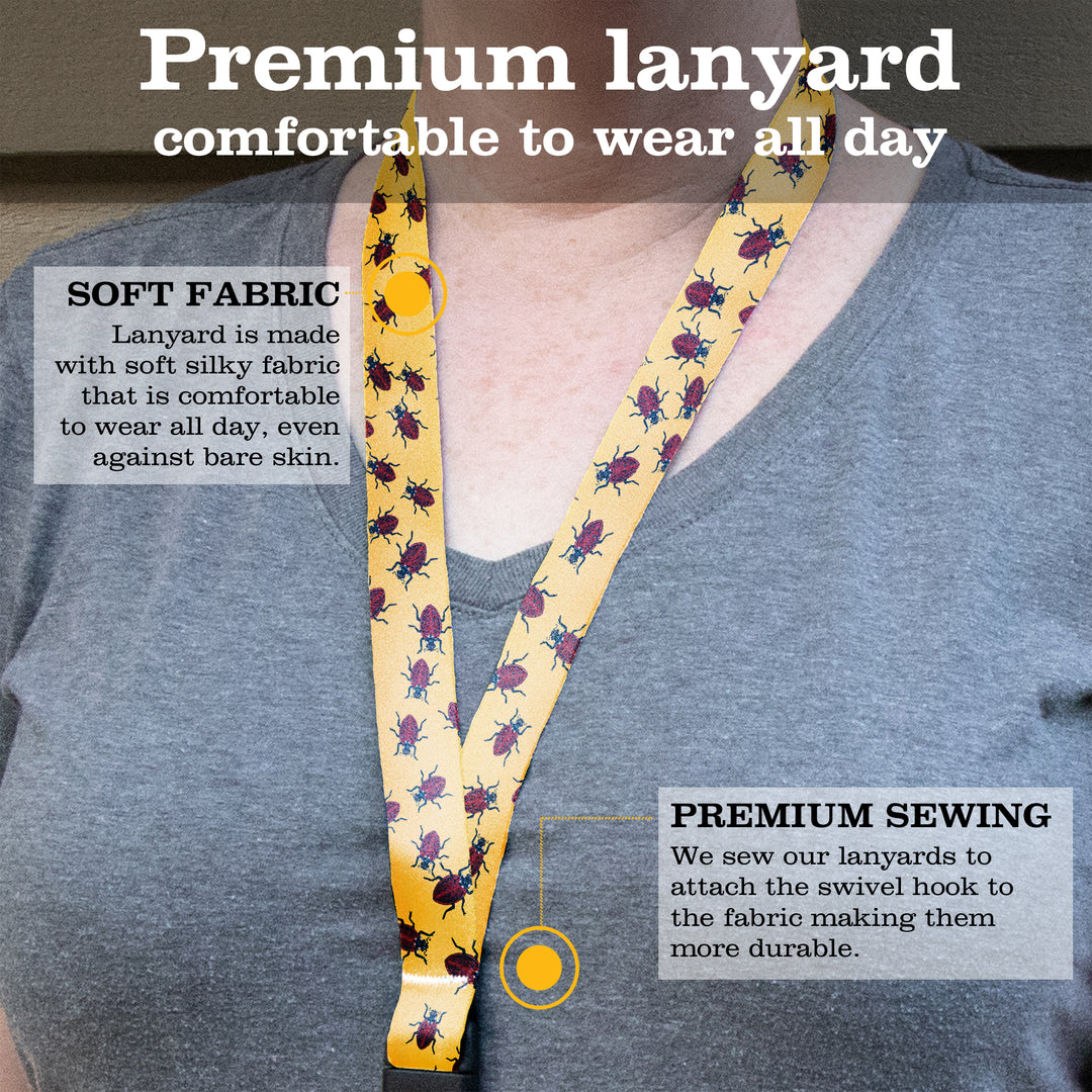 Buttonsmith Ladybugs Breakaway Lanyard - with Buckle and Flat Ring - Based on Rebecca McGovern Art - Officially Licensed - Made in the USA - Buttonsmith Inc.