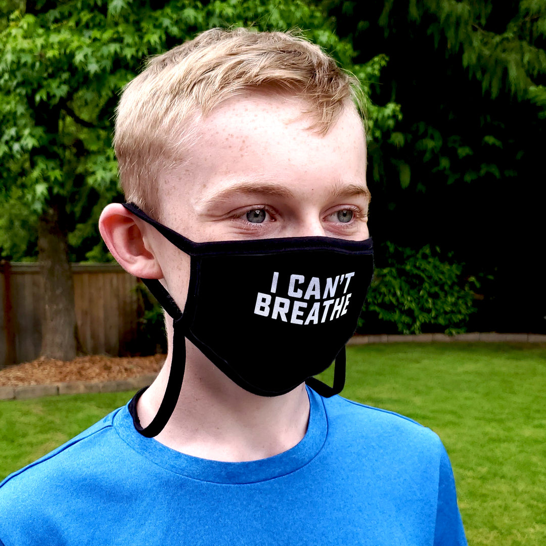 Buttonsmith Can't Breathe Youth Adjustable Face Mask with Filter Pocket - Made in the USA - Buttonsmith Inc.