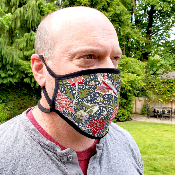 Buttonsmith William Morris Cray Adult XL Adjustable Face Mask with Filter Pocket - Made in the USA - Buttonsmith Inc.