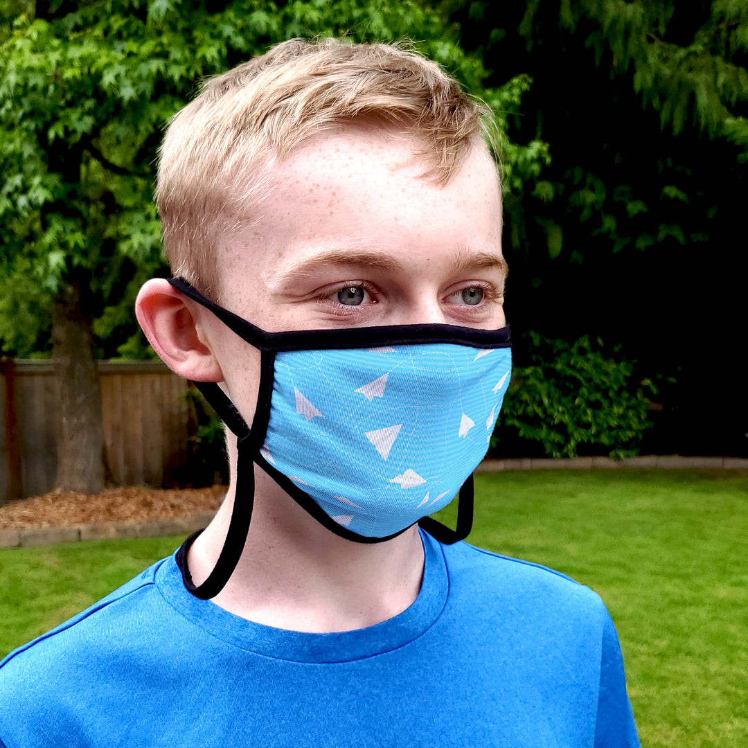 Buttonsmith Paper Airplanes Child Face Mask with Filter Pocket - Made in the USA - Buttonsmith Inc.