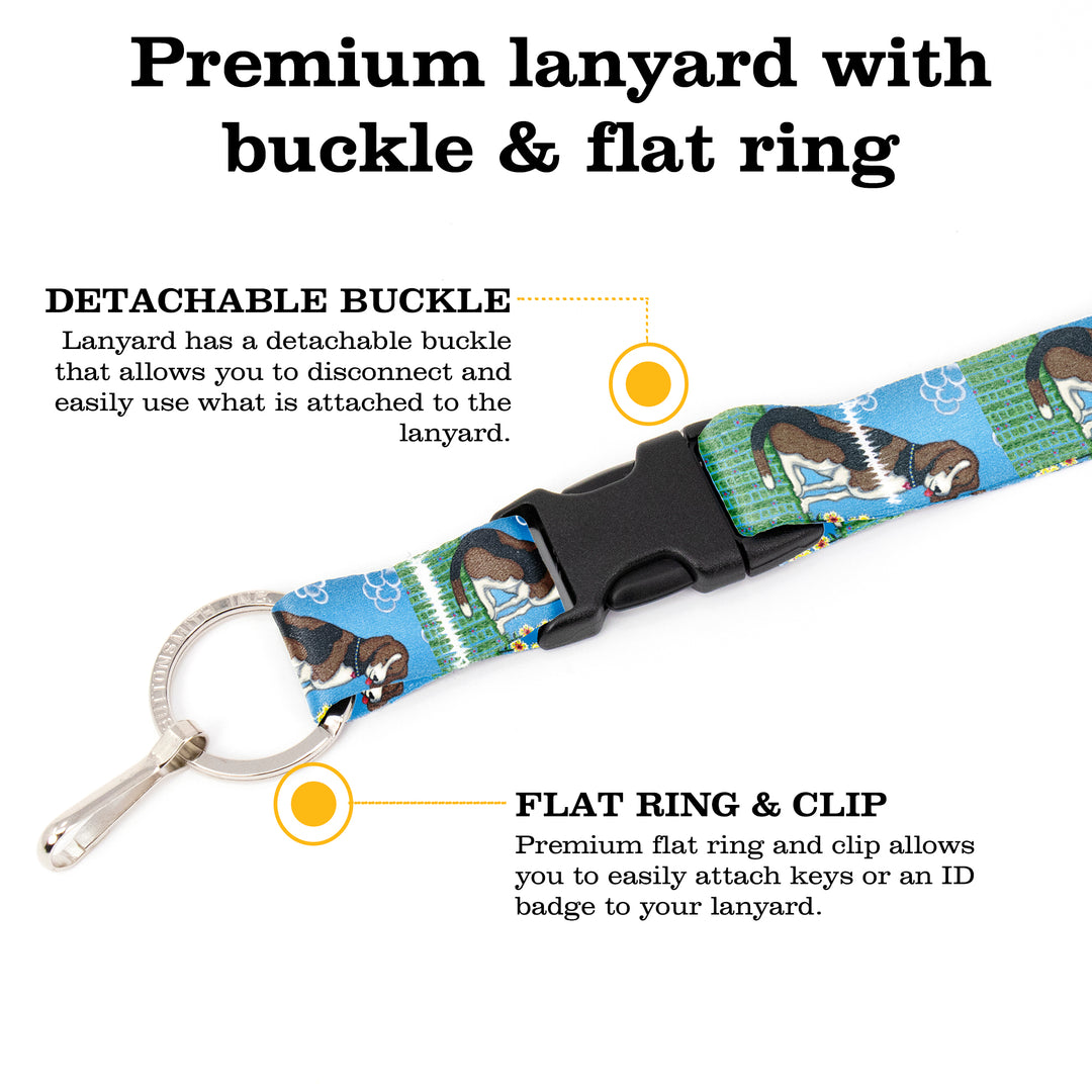 Buttonsmith Dog Breakaway Lanyard - with Buckle and Flat Ring - Based on Rebecca McGovern Art - Officially Licensed - Made in the USA - Buttonsmith Inc.