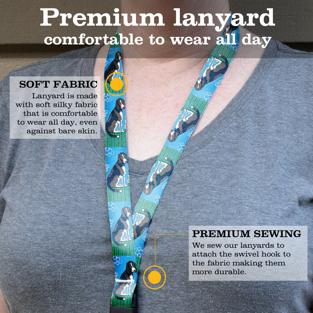 Buttonsmith Dog Breakaway Lanyard - with Buckle and Flat Ring - Based on Rebecca McGovern Art - Officially Licensed - Made in the USA - Buttonsmith Inc.