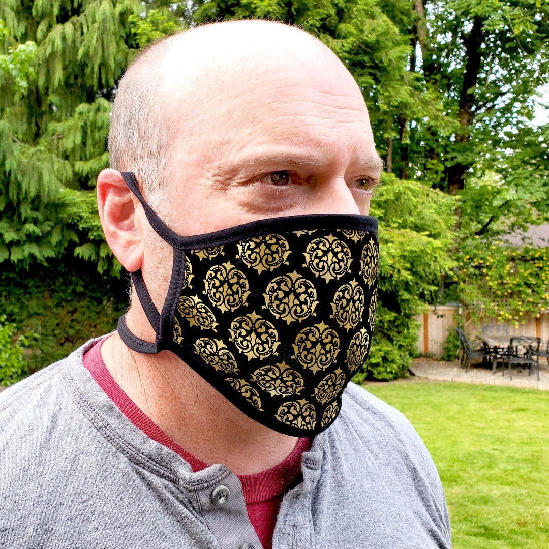 Buttonsmith Damask Youth Adjustable Face Mask with Filter Pocket - Made in the USA - Buttonsmith Inc.