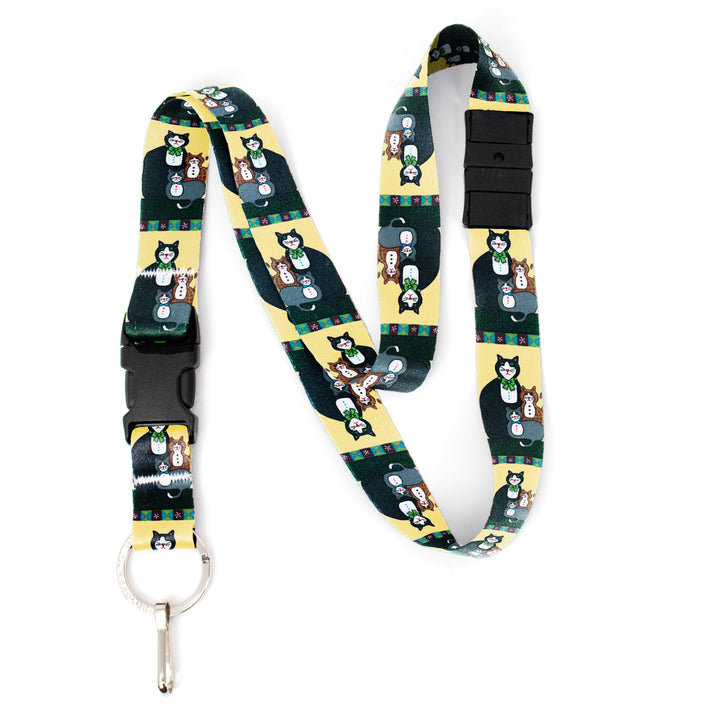 Buttonsmith Cat Breakaway Lanyard - with Buckle and Flat Ring - Based on Rebecca McGovern Art - Officially Licensed - Made in the USA - Buttonsmith Inc.