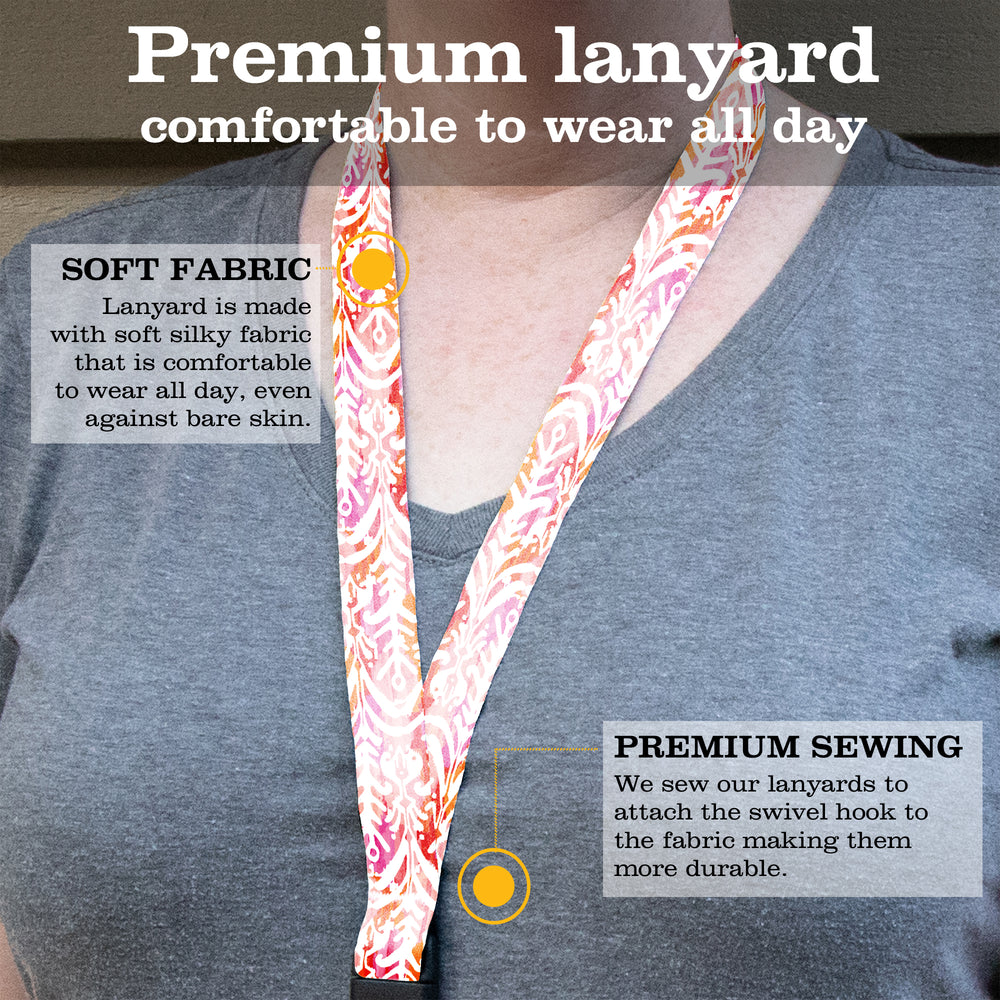 Buttonsmith Ikat Pattern Premium Lanyard - with Buckle and Flat Ring - Made in the USA - Buttonsmith Inc.