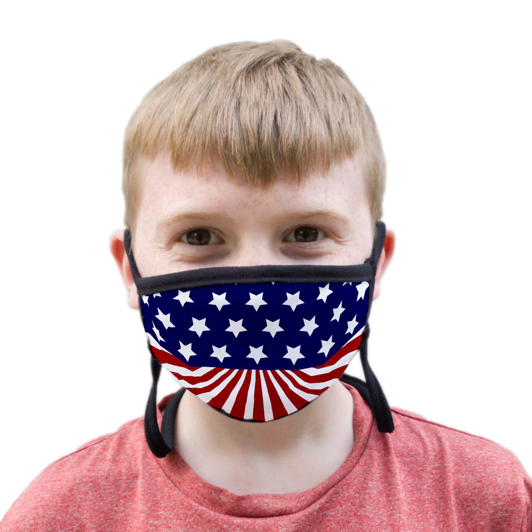 Buttonsmith US Flag Youth Adjustable Face Mask with Filter Pocket - Made in the USA - Buttonsmith Inc.