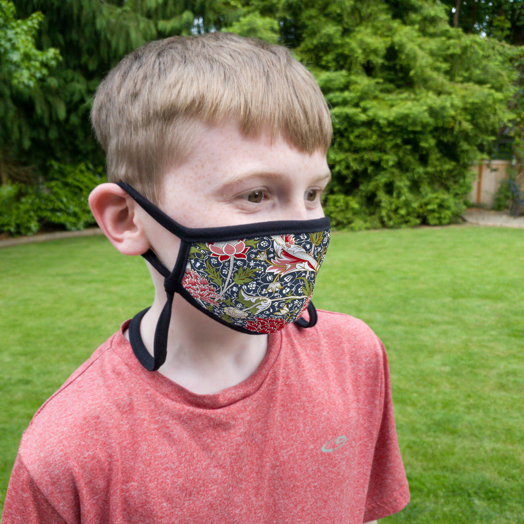 Buttonsmith William Morris Cray Child Face Mask with Filter Pocket - Made in the USA - Buttonsmith Inc.