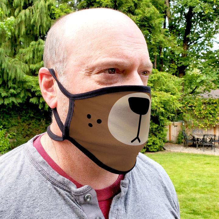 Buttonsmith Cartoon Bear Face Adult Adjustable Face Mask with Filter Pocket - Made in the USA - Buttonsmith Inc.