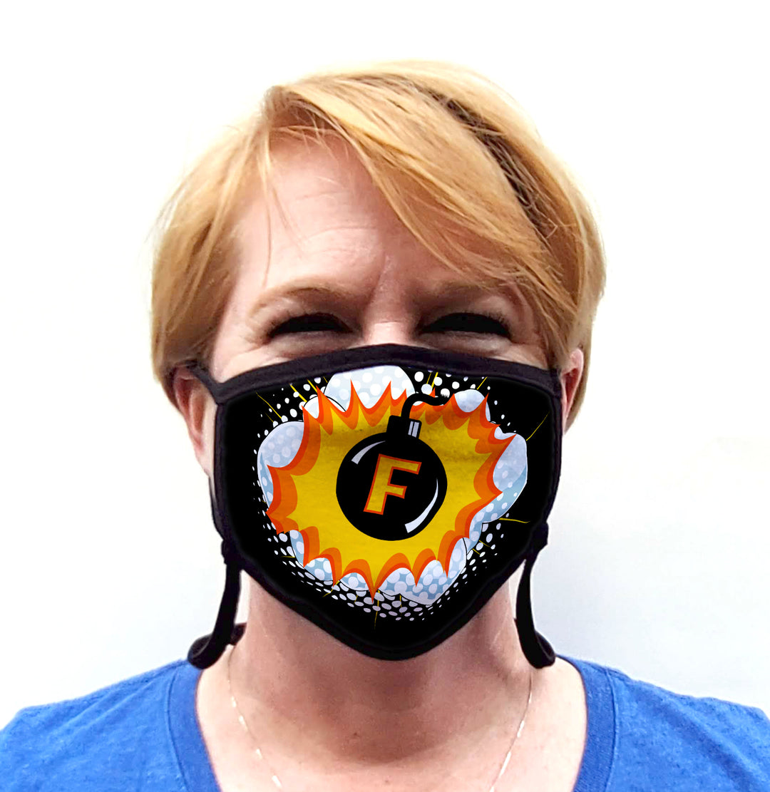 Buttonsmith F-Bomb Adult Adjustable Face Mask with Filter Pocket - Made in the USA - Buttonsmith Inc.