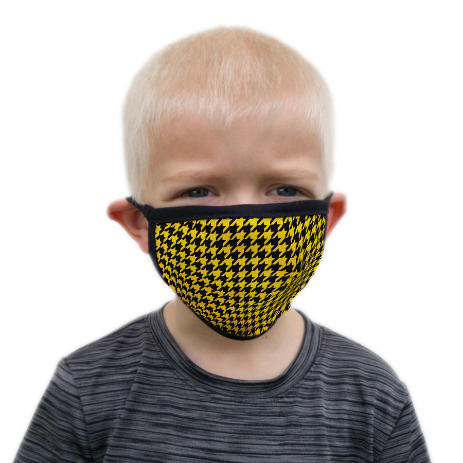 Buttonsmith Houndstooth Child Face Mask with Filter Pocket - Made in the USA - Buttonsmith Inc.