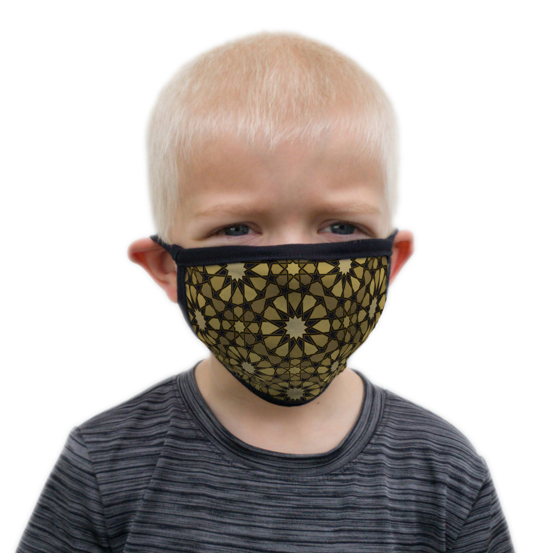 Buttonsmith Old Gold Stars Youth Adjustable Face Mask with Filter Pocket - Made in the USA - Buttonsmith Inc.