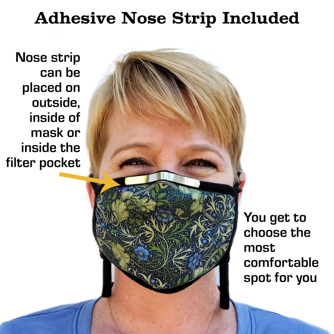 Buttonsmith Hokusai Canary & Peony Adult Adjustable Face Mask with Filter Pocket - Made in the USA - Buttonsmith Inc.