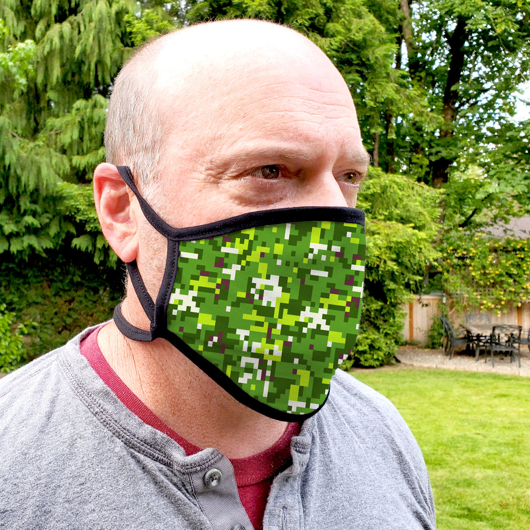 Buttonsmith PixelLand Camo Adult Adjustable Face Mask with Filter Pocket - Made in the USA - Buttonsmith Inc.