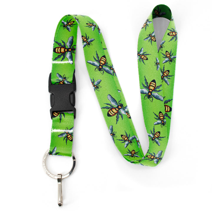 Buttonsmith Bees Premium Lanyard - with Buckle and Flat Ring - Based on Rebecca McGovern Art - Officially Licensed - Made in the USA - Buttonsmith Inc.