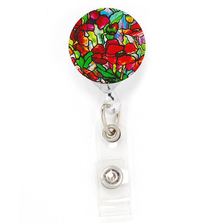 Buttonsmith Tiffany Poppy Tinker Reel Retractable Badge Reel - Made in the USA - Buttonsmith Inc.