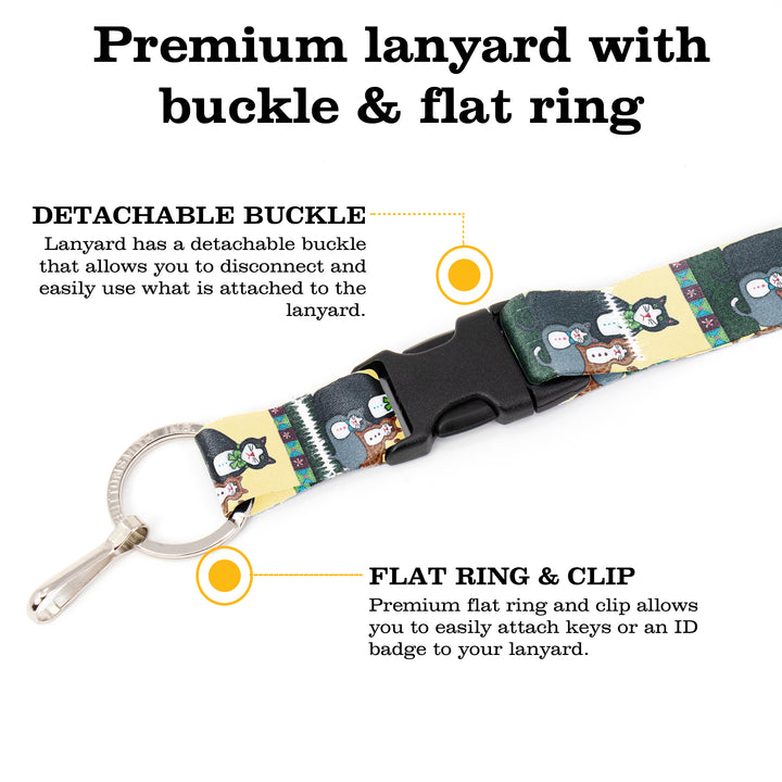 Buttonsmith Cat Breakaway Lanyard - with Buckle and Flat Ring - Based on Rebecca McGovern Art - Officially Licensed - Made in the USA - Buttonsmith Inc.