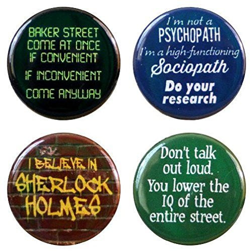 Buttonsmith® 1.25" Sherlock Refrigerator Magnets - Set of 4 - Buttonsmith Inc.