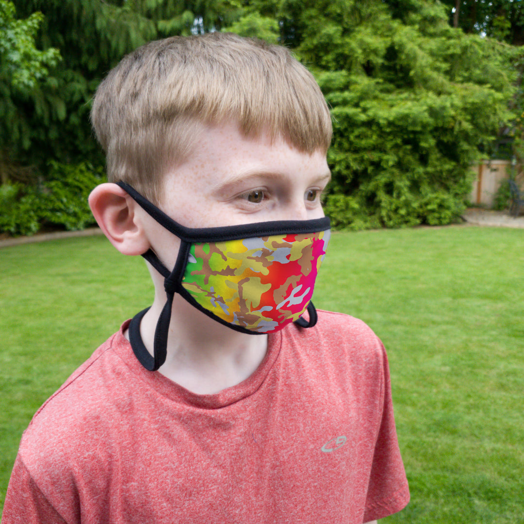 Buttonsmith Rainbow Camo Child Face Mask with Filter Pocket - Made in the USA - Buttonsmith Inc.