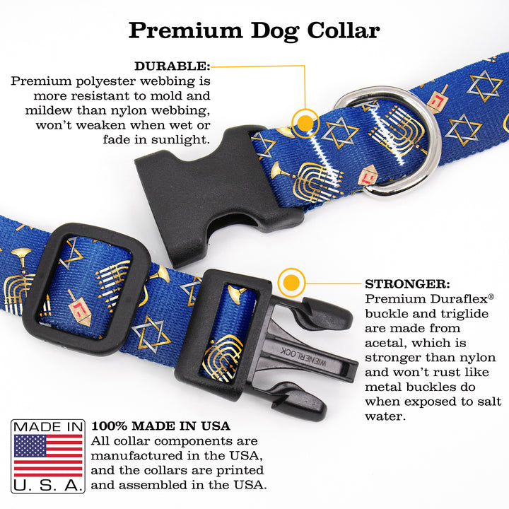 Buttonsmith Hanukkah Dog Collar - Made in the USA - Buttonsmith Inc.