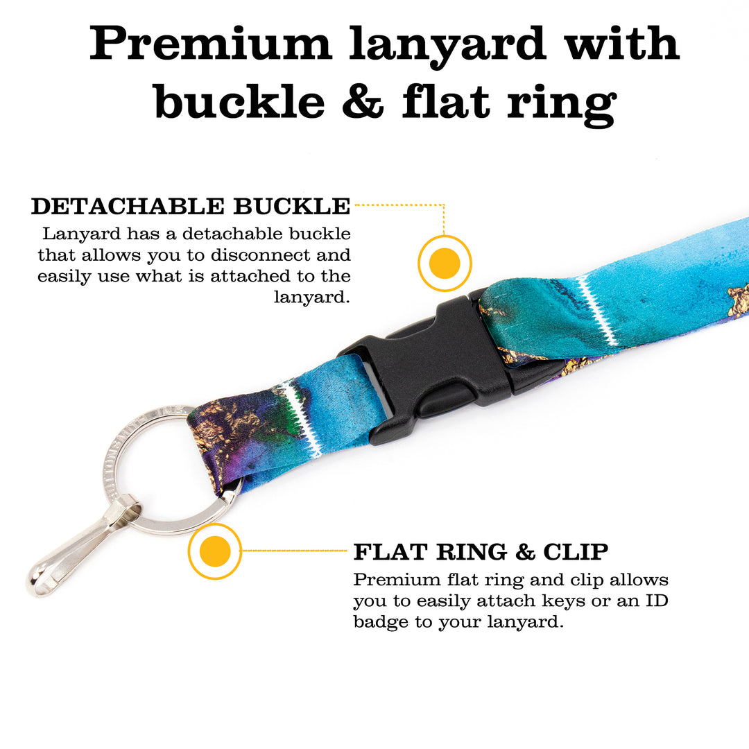 Buttonsmith Lagoon Breakaway Lanyard - with Buckle and Flat Ring - Made in the USA - Buttonsmith Inc.