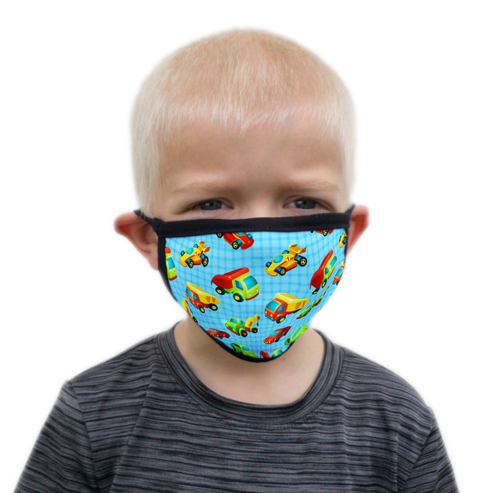 Buttonsmith Cars & Trucks Child Face Mask with Filter Pocket - Made in the USA - Buttonsmith Inc.