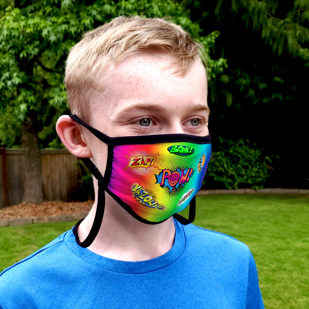 Buttonsmith Comix Youth Adjustable Face Mask with Filter Pocket - Made in the USA - Buttonsmith Inc.