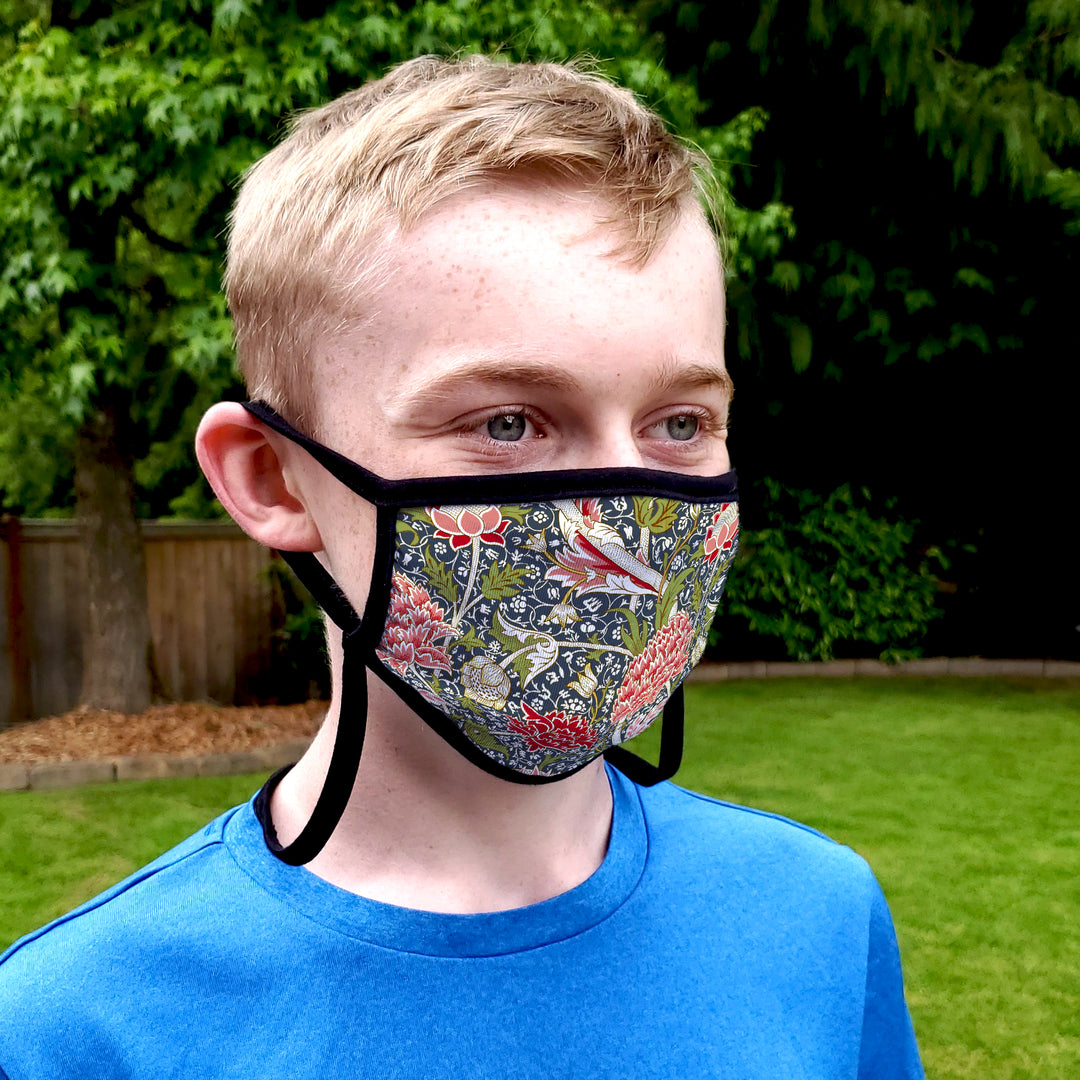 Buttonsmith William Morris Cray Adult Adjustable Face Mask with Filter Pocket - Made in the USA - Buttonsmith Inc.