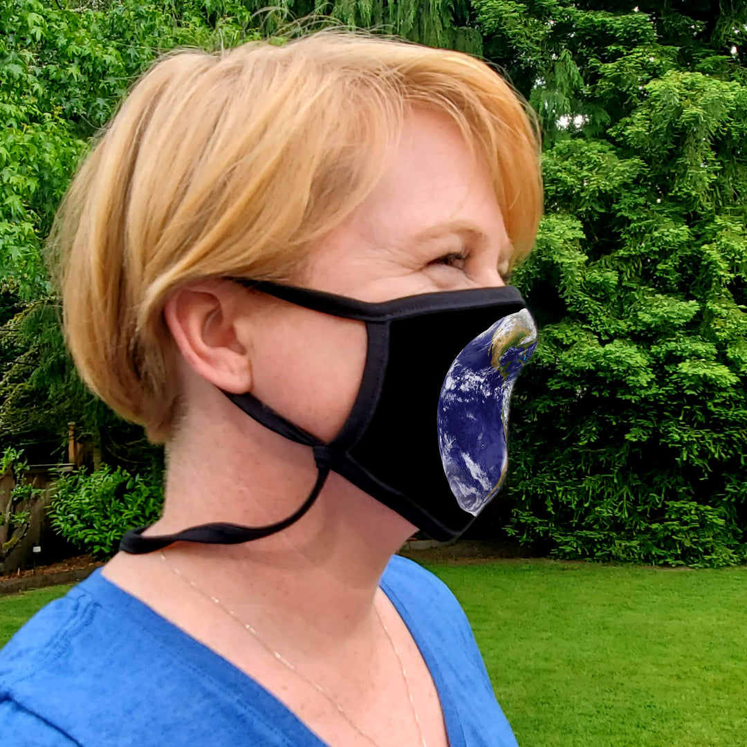 Buttonsmith Earth Adult Adjustable Face Mask with Filter Pocket - Made in the USA - Buttonsmith Inc.