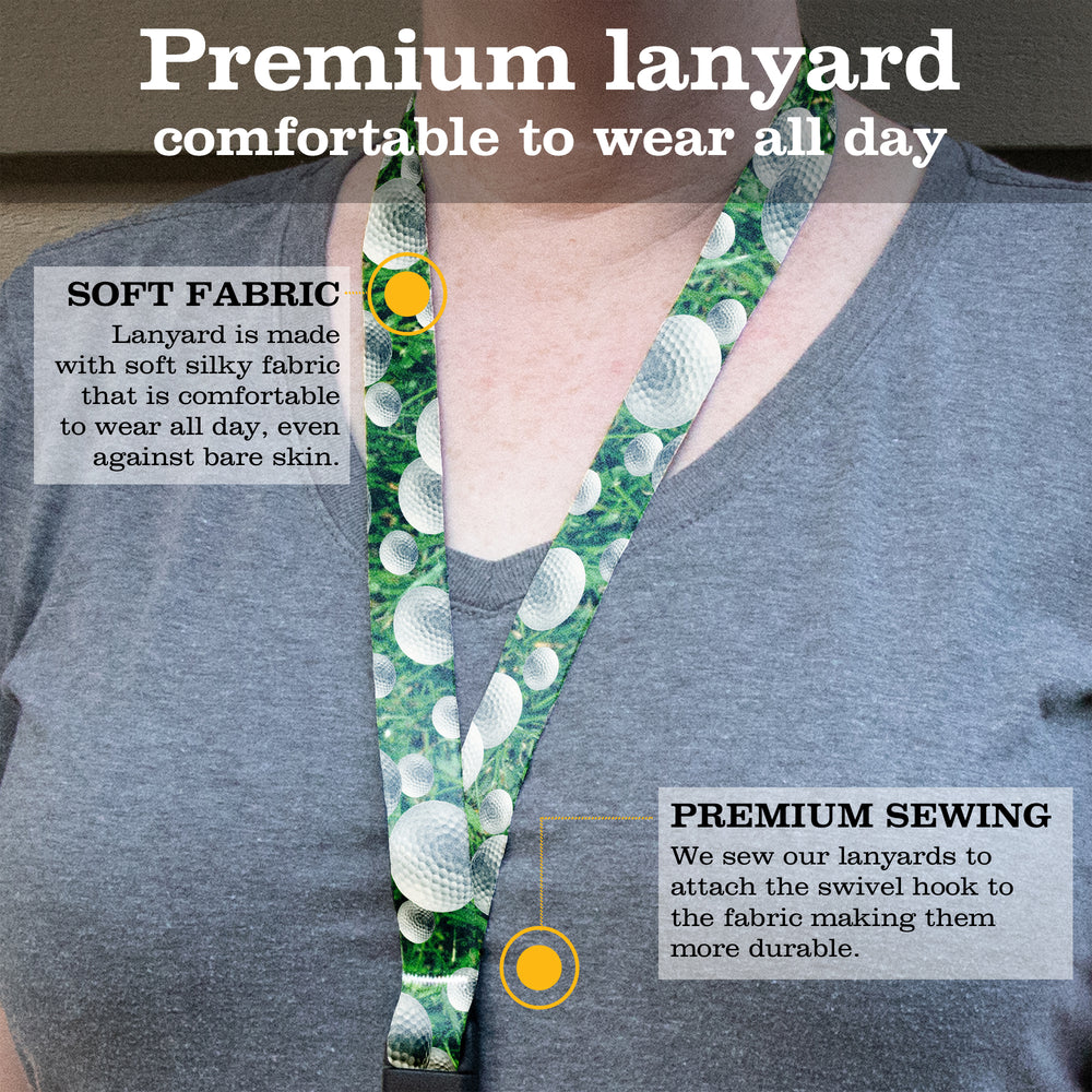 Buttonsmith Golf Premium Lanyard - with Buckle and Flat Ring - Made in the USA - Buttonsmith Inc.