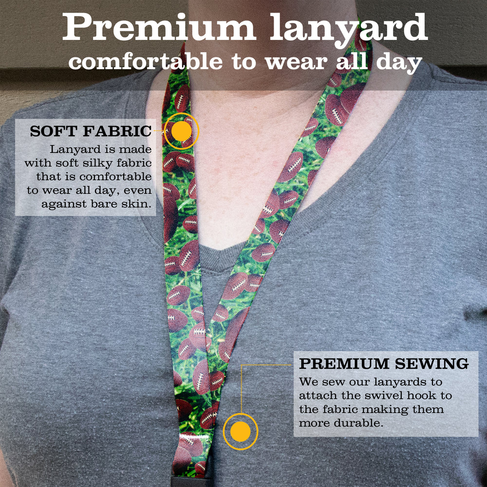 Buttonsmith Football Premium Lanyard - with Buckle and Flat Ring - Made in the USA - Buttonsmith Inc.